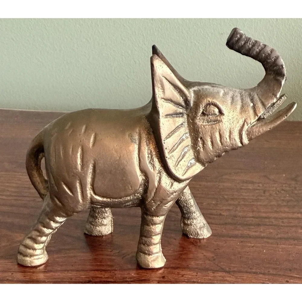 Vintage Solid Brass Leonard‎ Silver MFG Co Elephant Paperweight Figurine 5"